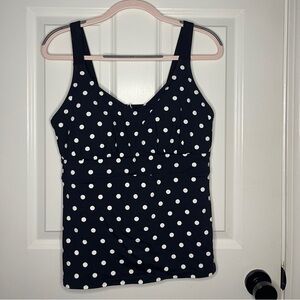 Land's End Black and White Polka Dot Women's Swim Top